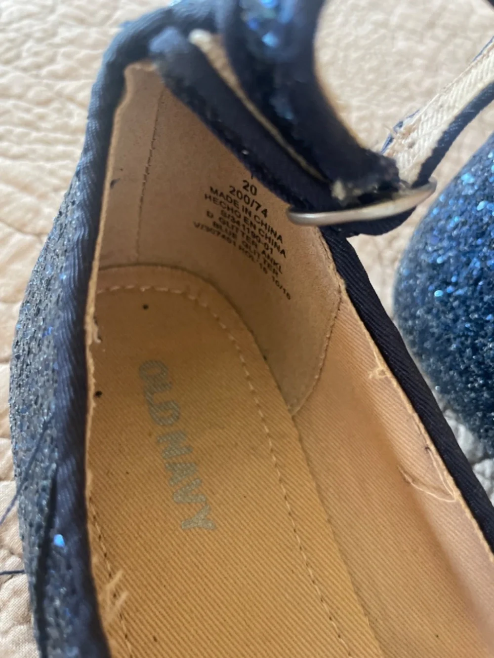 Blue glitter girls dress shoes